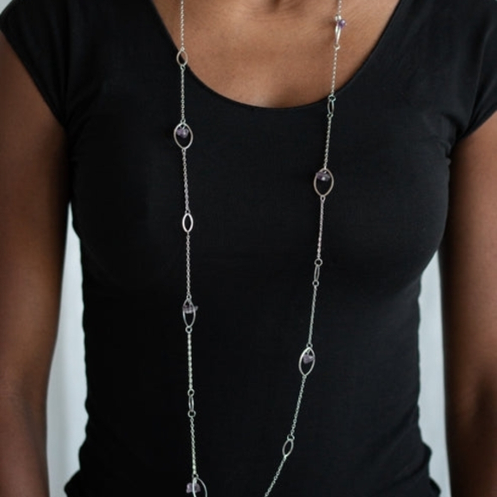 Rocky Razzle Elegant Silver and Purple Necklace